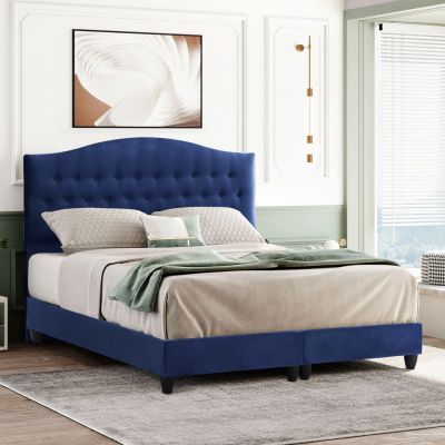 HM638.05 bed MALENA, blue velvet, 150x200