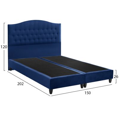 HM638.05 bed MALENA, blue velvet, 150x200