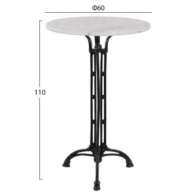 МАСА BRIELLE HM5890 С ЧУГУНЕНИ КРАКА ТРИЛИСНИЦИ И МРАМОРЕН ПЛОТ Φ60x110Hcm.