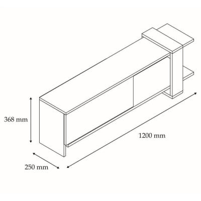 TV FURNITURE MELAMINE WALNUT AND CHARCOAL GREY 120x25x36.8Hcm.HM9436.01