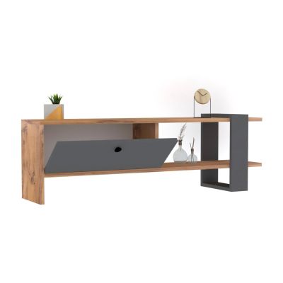 TV FURNITURE MELAMINE WALNUT AND CHARCOAL GREY 120x25x36.8Hcm.HM9436.01