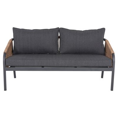 OUTDOOR SOFA 3-SEATER MAERLY HM6055.03 ALUMINUM IN ANTHRACITE-DARK BEIGE SYNTHETIC ROPE-ANTHRACITE CUSHIONS