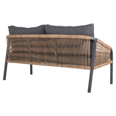 OUTDOOR SOFA 3-SEATER MAERLY HM6055.03 ALUMINUM IN ANTHRACITE-DARK BEIGE SYNTHETIC ROPE-ANTHRACITE CUSHIONS