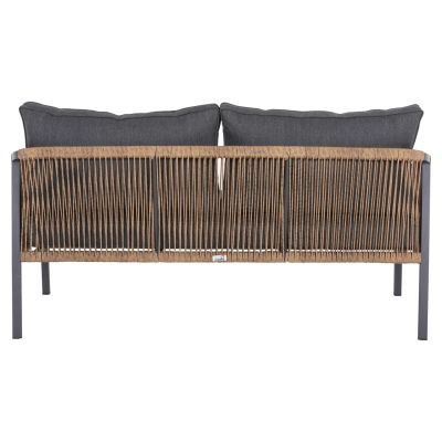 OUTDOOR SOFA 3-SEATER MAERLY HM6055.03 ALUMINUM IN ANTHRACITE-DARK BEIGE SYNTHETIC ROPE-ANTHRACITE CUSHIONS