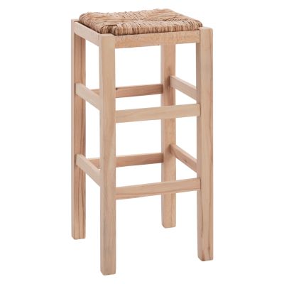 Wooden stool withour back with straw HM10378.02