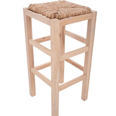 Wooden stool withour back with straw HM10378.02