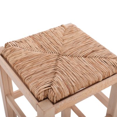 Wooden stool withour back with straw HM10378.02