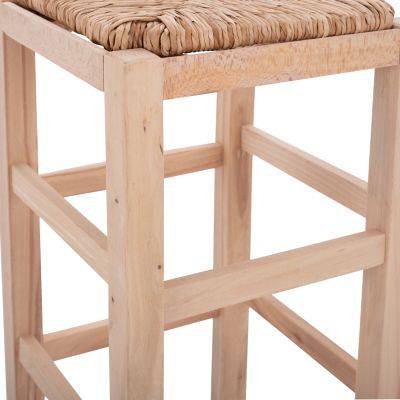 Wooden stool withour back with straw HM10378.02