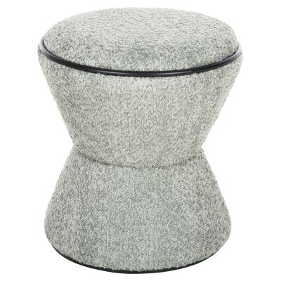 STOOL ROUND LINNER HM9604.05 BOUCLE FABRIC PISTACHIO GREEN-BLACK DETAIL D38x44 cm.