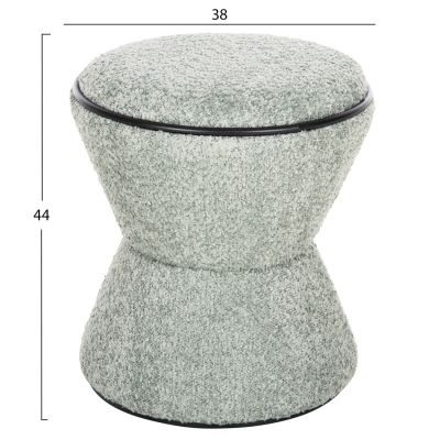 STOOL ROUND LINNER HM9604.05 BOUCLE FABRIC PISTACHIO GREEN-BLACK DETAIL D38x44 cm.