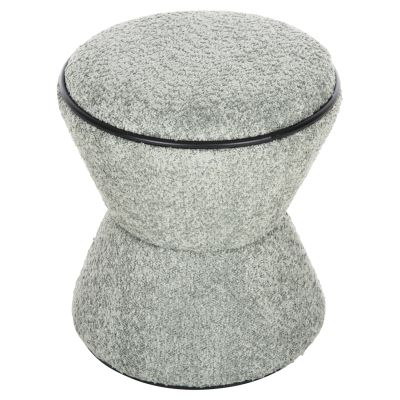 STOOL ROUND LINNER HM9604.05 BOUCLE FABRIC PISTACHIO GREEN-BLACK DETAIL D38x44 cm.