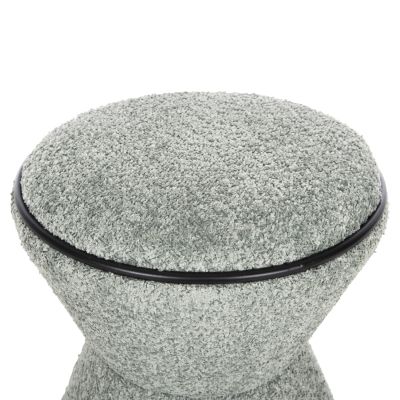 STOOL ROUND LINNER HM9604.05 BOUCLE FABRIC PISTACHIO GREEN-BLACK DETAIL D38x44 cm.