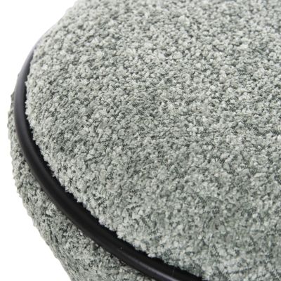 STOOL ROUND LINNER HM9604.05 BOUCLE FABRIC PISTACHIO GREEN-BLACK DETAIL D38x44 cm.