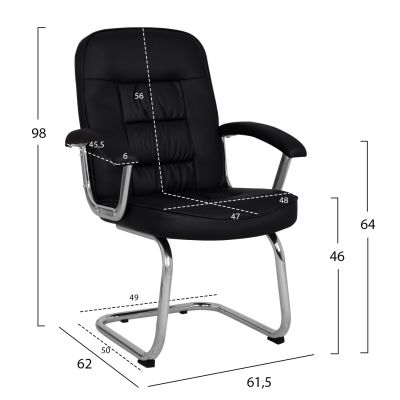 Конферентен стол HM1114 Черен PU с хромирана основа 61.5x62x98 см.