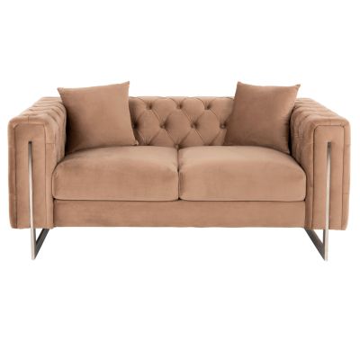 SOFA 2-SEATER t.CHESTERFIELD MOBAR HM3262.03 BEIGE VELVET-METAL LEGS 154x85x68Hcm.