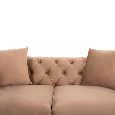 SOFA 2-SEATER t.CHESTERFIELD MOBAR HM3262.03 BEIGE VELVET-METAL LEGS 154x85x68Hcm.