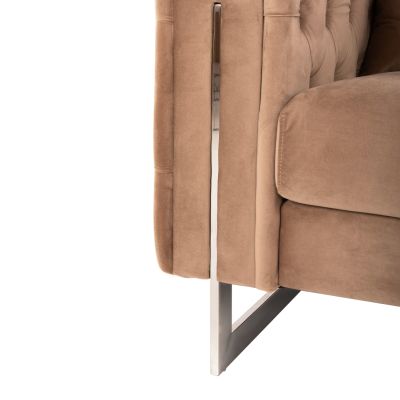 SOFA 2-SEATER t.CHESTERFIELD MOBAR HM3262.03 BEIGE VELVET-METAL LEGS 154x85x68Hcm.