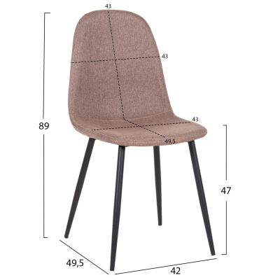 ТРАПЕЗЕН СТОЛ LEONARDO HM00100.28 ТЪМНО БЕЖОВ ПЛАТ И ЧЕРНИ МЕТАЛНИ КРАКА 42x49,5x89Hcm.