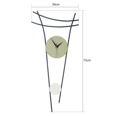 WALL CLOCK HM4334 METAL IN GREY, LIGHT GREEN AND WHITE 34x73H cm.