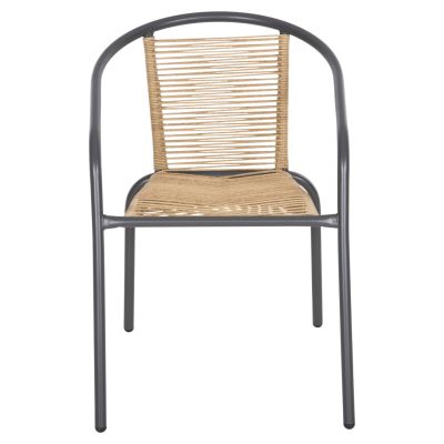 ARMCHAIR SWIFTER HM5969.02 METAL IN GREY-SYNTHETIC RATTAN IN NATURAL 54x61x75Hcm.