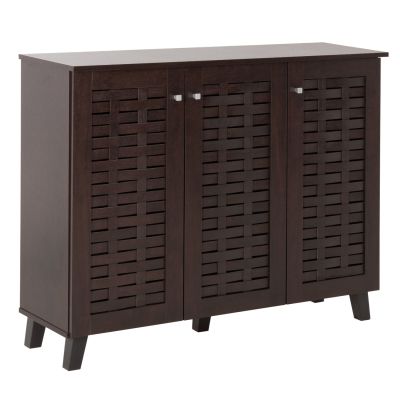 SHOE CABINET PRODY HM9610.01 MELAMINE IN WENGE 3 DOORS 115x34x89Hcm.