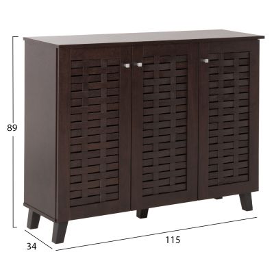 SHOE CABINET PRODY HM9610.01 MELAMINE IN WENGE 3 DOORS 115x34x89Hcm.