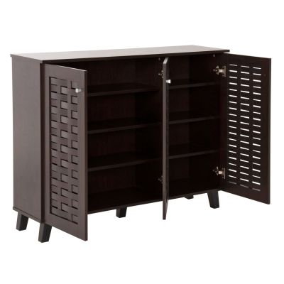 SHOE CABINET PRODY HM9610.01 MELAMINE IN WENGE 3 DOORS 115x34x89Hcm.