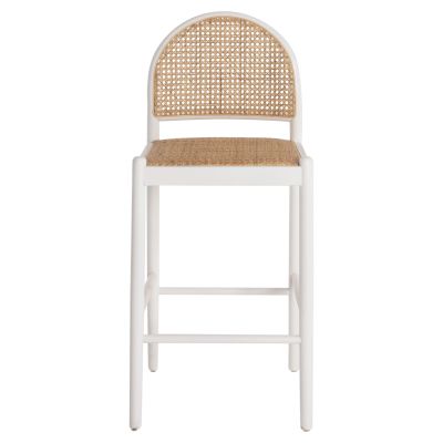 BAR STOOL BEECH WOOD-RATTAN HALF-ROUND BACKREST WHITE HM9408.03 47x46x100 cm.