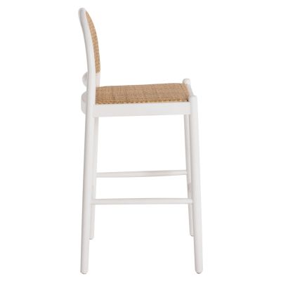 BAR STOOL BEECH WOOD-RATTAN HALF-ROUND BACKREST WHITE HM9408.03 47x46x100 cm.