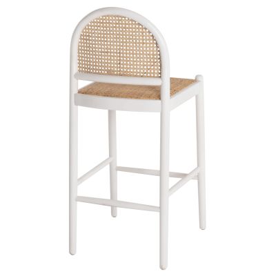 BAR STOOL BEECH WOOD-RATTAN HALF-ROUND BACKREST WHITE HM9408.03 47x46x100 cm.