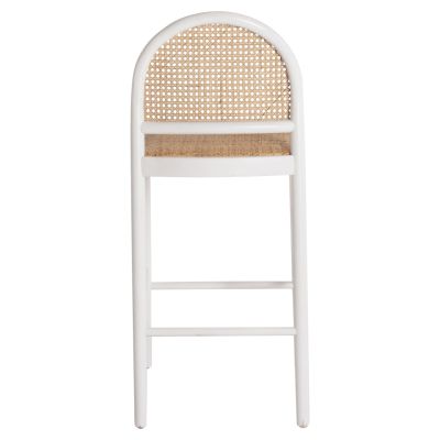 BAR STOOL BEECH WOOD-RATTAN HALF-ROUND BACKREST WHITE HM9408.03 47x46x100 cm.