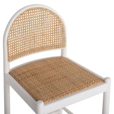 BAR STOOL BEECH WOOD-RATTAN HALF-ROUND BACKREST WHITE HM9408.03 47x46x100 cm.