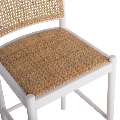 BAR STOOL BEECH WOOD-RATTAN HALF-ROUND BACKREST WHITE HM9408.03 47x46x100 cm.