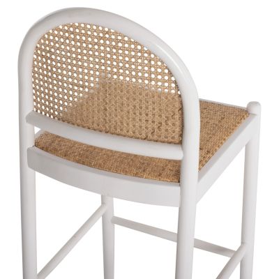 BAR STOOL BEECH WOOD-RATTAN HALF-ROUND BACKREST WHITE HM9408.03 47x46x100 cm.