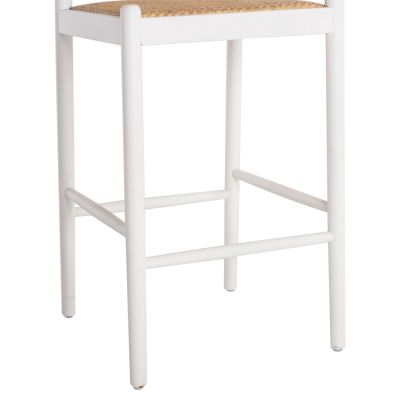 BAR STOOL BEECH WOOD-RATTAN HALF-ROUND BACKREST WHITE HM9408.03 47x46x100 cm.