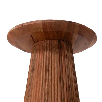 SET 2PCS COFFEE TABLES ROUND GROOT HM11945 SOLID ACACIA WOOD IN NATURAL Φ80 & Φ45cm.