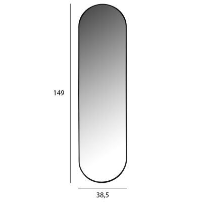 ОГЛЕДАЛО ЗА СТЕНА HM9581.01 ВИСОКА ОВАЛНА ЧЕРНА АЛУМИНИЕВА РАМКА 38,5x4x149Hcm.