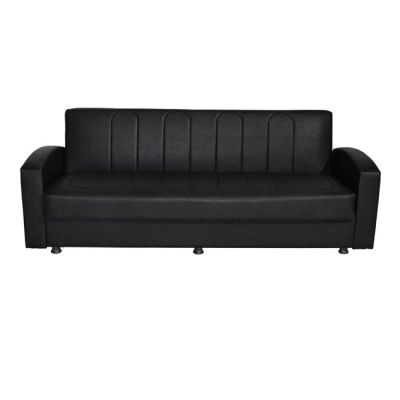 Sofa/Bed 3 seater Dimos with Faux Leather Black HM3031.02 220x80x95 cm