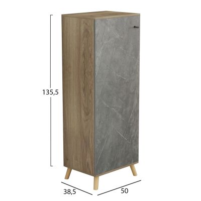 SHOE CABINET ALVARO HM8954.14 MELAMINE IN SONAMA-STONE TEXTURE 50Χ38Χ135Hcm.