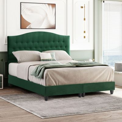 HM638.13 BED MALENA, CYPRESS GREEN VELVET, 150x200