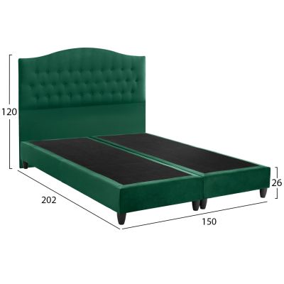 HM638.13 BED MALENA, CYPRESS GREEN VELVET, 150x200