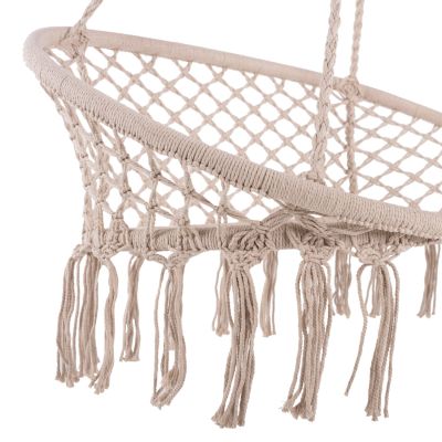 HANGING NEST HM5769 2-SEATER MACRAME ROPE IN BEIGE COLOR 130x67x120-140Hcm.