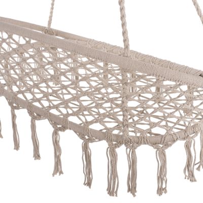 HANGING NEST HM5769 2-SEATER MACRAME ROPE IN BEIGE COLOR 130x67x120-140Hcm.