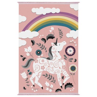 KIDS' CARPET WITH FRINGES HM7679.19 UNICORN-RAINBOW 120Χ180