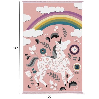 KIDS' CARPET WITH FRINGES HM7679.19 UNICORN-RAINBOW 120Χ180