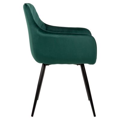 ARMCHAIR LATRELL HM8582.03 CYPRESS GREEN VELVET & BLACK METAL LEGS 55x57x84Hcm.