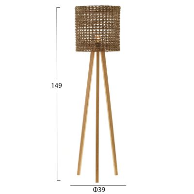 FLOOR STANDING LAMP HM4351 RUBBERWOOD-RATTAN-PAPER ROPE IN NATURAL Φ36x149.5Hcm.