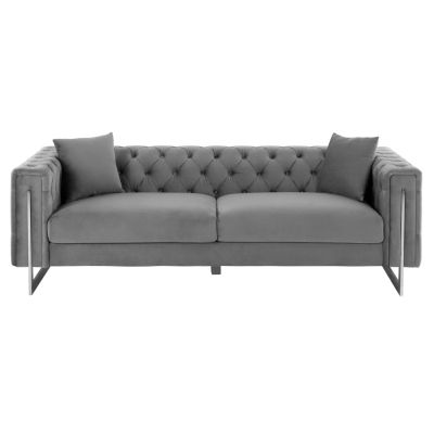 SOFA 3-SEATER t.CHESTERFIELD MOBAR HM3263.01 GREY VELVET-METAL LEGS 212x87x68H cm.