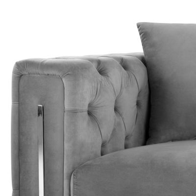 SOFA 3-SEATER t.CHESTERFIELD MOBAR HM3263.01 GREY VELVET-METAL LEGS 212x87x68H cm.