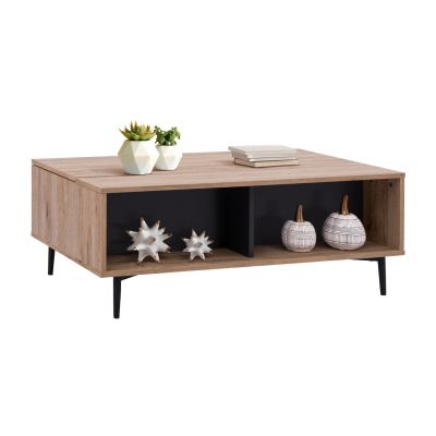 COFFEE TABLE MARGARIT LIFTABLE MELAMINE IN OAK-GREY COLOR 100x58x39-53Ycm.HM8677.11